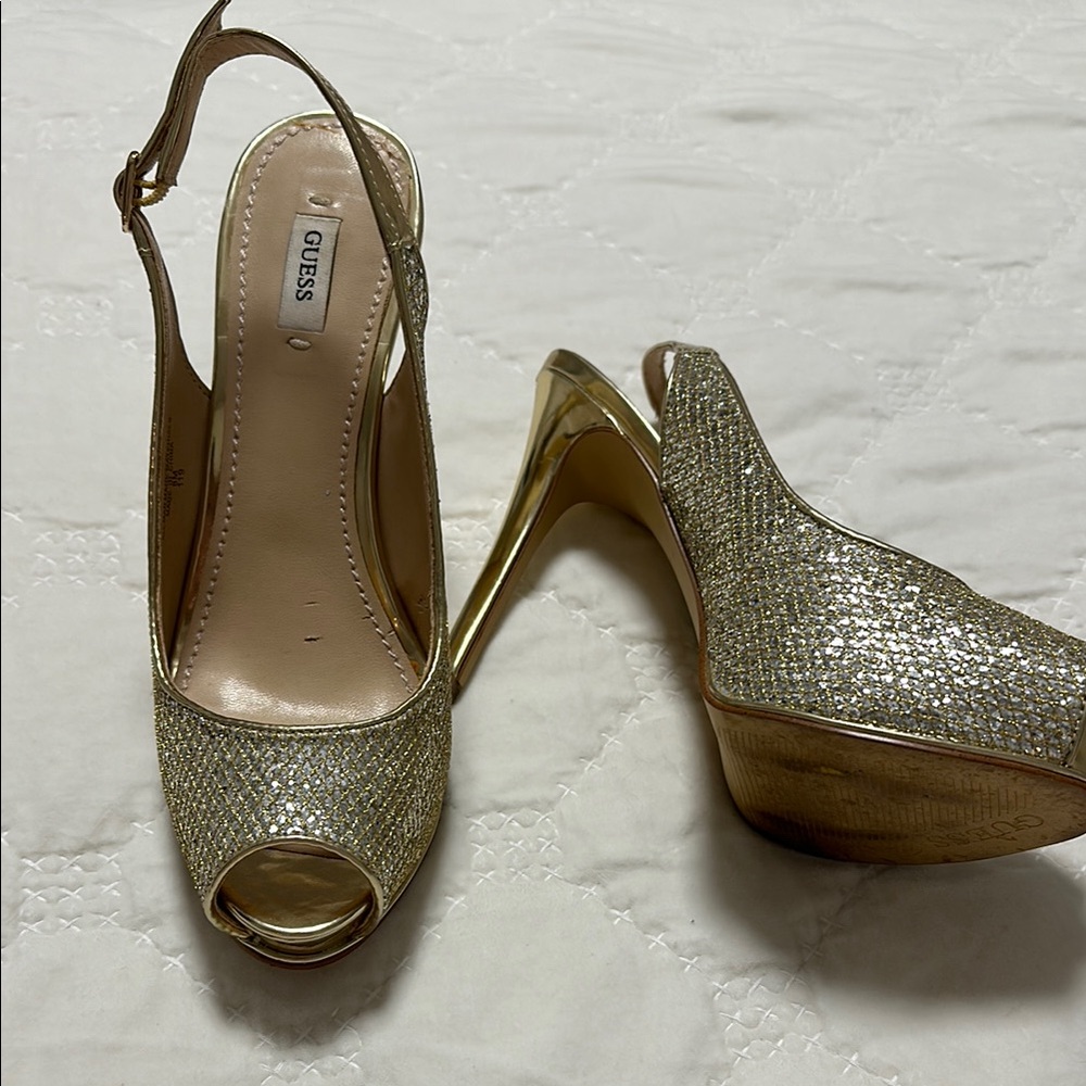 Guess Gold Glamorous Slingback Heels